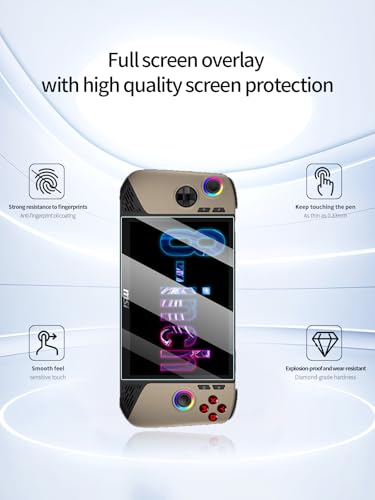 Screen Protector for MSI Claw 8 AI+ Handheld Game Console, Anti-Scratch 9H Hardness Touch Sensitive 2.5D Rounded Edges Bubble Free Easy to Install,3 Pack.