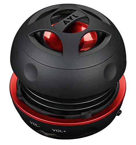 AYL Mini Speaker System, Portable Plug-in Speaker with 3.5mm Aux Input & 3.5 mm Jack, External Audio for Laptop, MP3, iPhone – Small Wireless Bluetooth Speaker with Built-in Mic (Black)