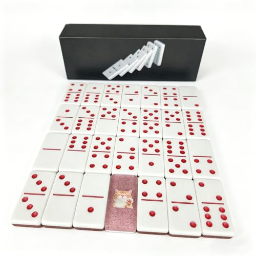 Premium Double 6 Dominoes Set 28 Tiles for Adults,Domino Board Games with Case for for Birthdays, Holidays and Special Occasions (Dominoes-Pink-cat) - style: Dominoes-Pink-cat
