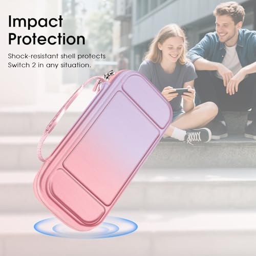 FINTIE Carrying Case for Nintendo Switch 2 (2025), Shockproof Hard Shell Switch 2 Case, Protective Cover Travel Bag with 19 Game Card & 2 Micro SD Card Slots & Inner Pocket, Fantasy Ombre - color: Fantasy Ombre