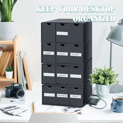 Cholemy Trading Card Storage Box Card Organizer 15000+ with 70 Cardboard Storage Divider, Label Sticker for Collection Compatible with Tcg, Sport Cards(4 Row, 3 in A Row,Black) - size: 4 Row, 3 in a Row
