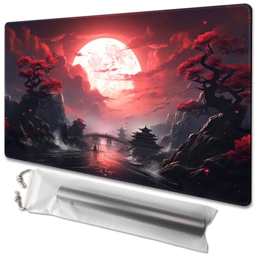 MTG Playmat Size 24x14in Free Storage Bags Non-Slip Backing, Ideal for Card Game Enthusiasts TCG Playmat (Blood Moon Secrets) - color: Blood Moon Secrets