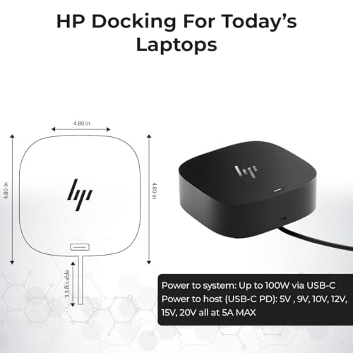 HP Docking Station for Laptop Dual Monitor and Charging Bundle - HP USB-C G5 Dock 5TW10AA / 5TW10UT / 5TW10AA#ABB with 120W Adapter, HDMI, DisplayPort, USB-C Cables & Microfiber Cleaning Cloth - style: HP 5TW10AA#ABB New