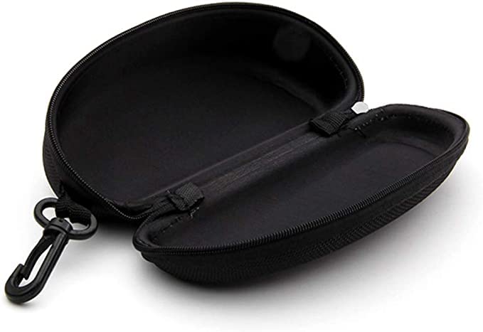 3 Pack Zipper Shell Eyeglasses and Sunglasses Case with Plastic Carabiner Hook - color: Black