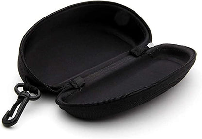 3 Pack Zipper Shell Eyeglasses and Sunglasses Case with Plastic Carabiner Hook - color: Black