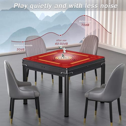 2F22E Mahjong Mat with Rules Card, Noise Reduction Non-Slip Mahjong Mat for Table Board Games Table Mat, Card Games, Tile Games, Dominoes (Red) - color: Red