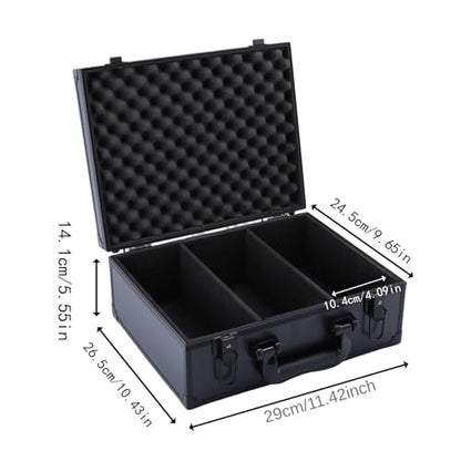 Card Storage Box Aluminum Alloy Card Storage Case with Trading Card Collection Box EVA Foam Protection Organizer for, 3 Compartments - size: 3 Compartments