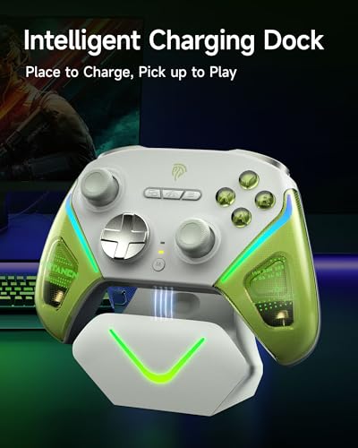 EasySMX D10 PC Controller - Elite Wireless Bluetooth Gamepad with TMR Joystick, Dual-Mode Triggers & Full Mechanical Buttons, 1000Hz Polling Rate, RGB Bakclit for PC/Switch/Switch 2/ Android/iOS - color: Green