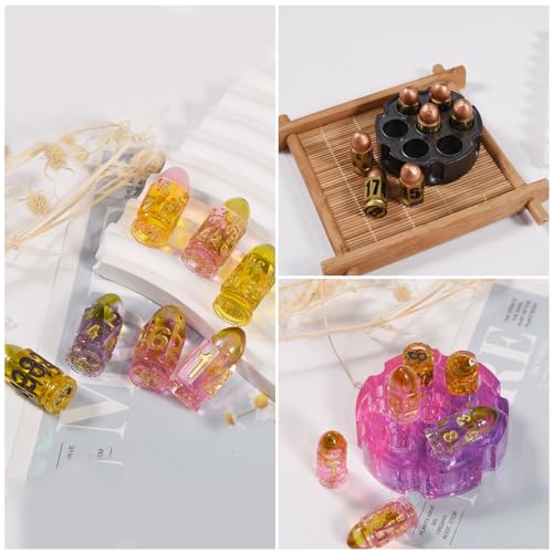 Bullet Dice and Dice Box Resin Molds Silicone Set of 7 Epoxy Resin Molds Dice Silicone Molds for Epoxy Resin for Role Playing Games Table Board Game DIY Dices Making