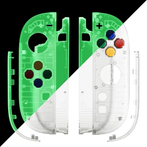 eXtremeRate Replacement Shell Buttons for Joycon 2, Housing Faceplate Case + Decorative Strips + ABXY Direction Keys + Tools for Nintendo Switch 2 Controller - Essence Version - Glow in Dark - Green - color: Glow in Dark - Green