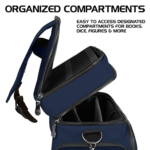 ENHANCE Travel Bag for DND Collector's Edition, Bag Compatible with Dungeons and Dragons, Battle Mat Holder, Dice Pockets and Accessories, Carry 4-8 Books (Blue Dragon) - color: Dragon Blue