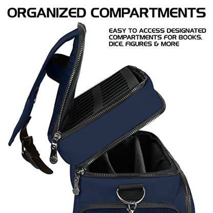 ENHANCE Travel Bag for DND Collector's Edition, Bag Compatible with Dungeons and Dragons, Battle Mat Holder, Dice Pockets and Accessories, Carry 4-8 Books (Blue Dragon) - color: Dragon Blue
