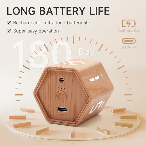 Productivity Timer 1, 5, 10, 30, 60 Minutes Preset, Desk Cube Timer with Gravity Sensor/Mute/Vibration for ADHD, Work, Study, Kitchen, Back to School (Wood Grain) - color: Wood Grain