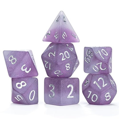 and Dice: Sea Glass Dice: The Black Pearl - 7pc RPG Set, Violet Frosted Matte & Black Powder Resin, Dice for Role Playing Games - style: Black Pearl