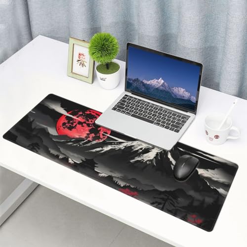 Extended Gaming Mouse Pad, Large Desk Mat XL Anime Mouse Pad Waterproof with Stitched Edges, Non-Slip Desktop Pad for Home and Office, Level Up Your 31.5x11.8 Inch (Snow Mountain) - color: Snow Mountain