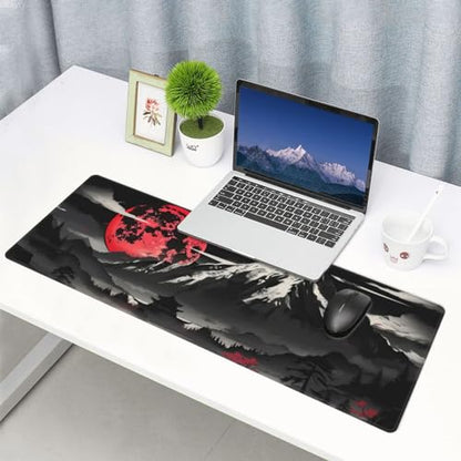 Extended Gaming Mouse Pad, Large Desk Mat XL Anime Mouse Pad Waterproof with Stitched Edges, Non-Slip Desktop Pad for Home and Office, Level Up Your 31.5x11.8 Inch (Snow Mountain) - color: Snow Mountain