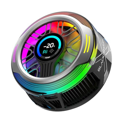 Black Shark Magnetic Phone Cooler 6 Pro – Smart Display, Magnetic Ring Plate, Addressable RGB LEDs, App-Controlled Cooling Fan for iPhone MagSafe, Android & iPad – Gaming, Streaming & Photography