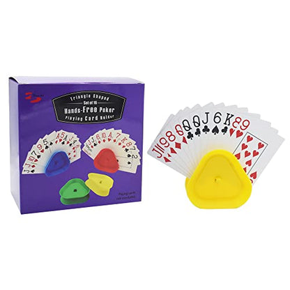 Yuanhe Playing Card Game Holder - Triangle Shaped Hands-Free Poker Holder Tray, 4 Colors, Set of 16 - style: Set of 16