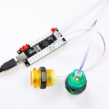 Hikig 2 Player DIY Parts Kit, LED Arcade Buttons 8 Ways Joystick and Zero Delay USB Encoder for Raspberry Pi & Windows Video Games Machine, Color: Yellow+Green