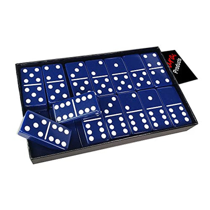 OMURA Games | Acrylic Double 6 Jumbo Dominoes Set | Color: Midnight Sapphire - color: Midnight Sapphire