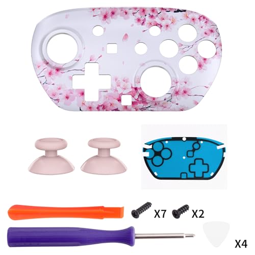 eXtremeRate DIY Replacement Faceplate Shell for Nintendo Switch 2 Pro Controller, Custom Front Housing Case, Thumbsticks and Screwdriver Tools for Switch 2 Pro Controller - Cherry Blossom Whisper - color: Cherry Blossom Whisper