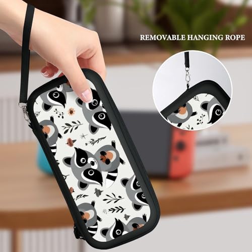 Game Carrying Bag Compatible with Nintendo Switch, Cute Raccoon Portable Game Pouch with 15 Games Cartridges Protective Hard Shell Case - color: Color(91)