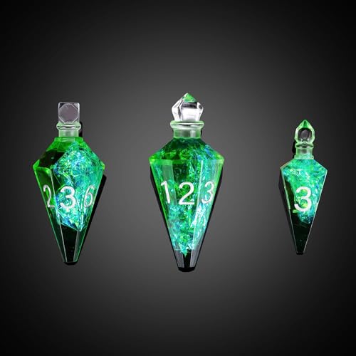 7PCS Potion DND Dice Set,Transparent Sharp Edge Die Set D&D RPG Polyhedral Dice,for Dungeons and Dragons TTRPG Games Roleplaying Games.(Green Galaxy) - color: Green Galaxy