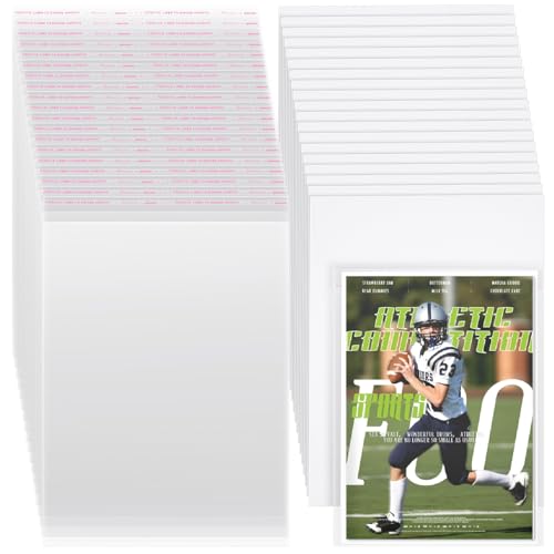 50 Sets Magazine Bags and Backing Boards Including Clear Resealable Magazine Protectors for Collectors and Boards Sleeves Protective Display Suit for Protection