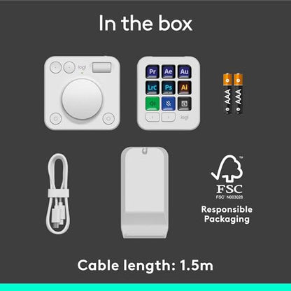 Logitech MX Creative Console 9 Customizable Keys - Pale Grey | Stream Deck accessories, graphic design, Adobe, Zoom, Spotify, 3-month Adobe Creative Cloud membership - color: Pale Grey