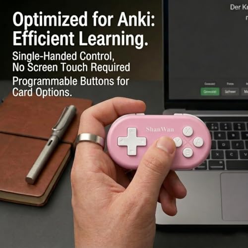 ShanWan Bluetooth Gamepad Keychain Sized Mini Controller for Switch, Windows, Android, iOS & PS4（pink ） - color: PINK