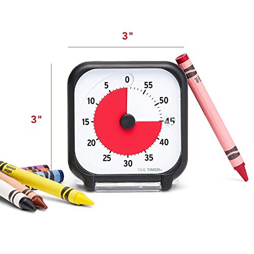 Time Timer 3 inch Visual Timer — 60 Minute Kids Desk Countdown Clock with Dry Erase Activity Card and Desktop App Access — for Kids Classroom, Homeschool Study Tool, Task Reminder, Home and Kitchen - color: Charcoal & Red