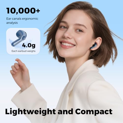 SoundPEATS Air6 HS Wireless Earbuds, Bluetooth 6.0, LDAC Hi-Res Audio for HiFi Sound, 13mm Dynamic Driver, Total 45H, Quick Charging, IPX5 Resistant, Comfortable Fit, ENC Noise Canceling, App, Blue - color: Blue