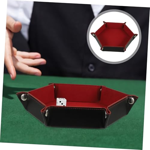 WOONEKY Foldable Pu Dice Tray for Desktop Elegant Storage Box Snaps Easy to Carry for Tabletop Games and Parties Deep