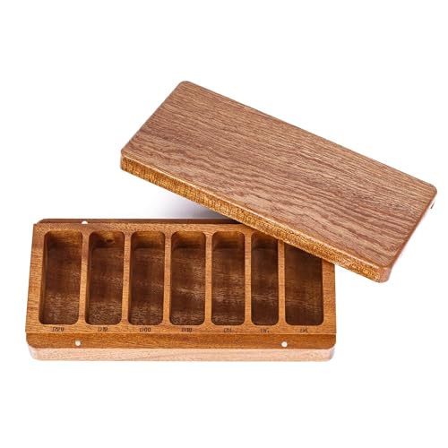 Wooden DND Dice Case with Magnetic Lid for Storing 3 Sets of 7 Polyhedral Dice for D&D Tabletop Games