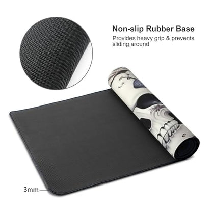 35.4 x 15.7 in, Waterproof XXL Large Mouse Pad for Desk, Extended Keyboard Mouse Mat for Computer Office, Big Laptop Mouse pad, Gaming Pc-White Skull&Flowers - color: White Skull&flowers