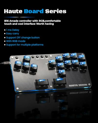 Sehawei Haute42 16-Key Mini Plus Leverless Arcade Controller | Hot Swap, Turbo Function & SOCD Supported, Compatible with PC/Ps3/Ps4/Switch - color: Black