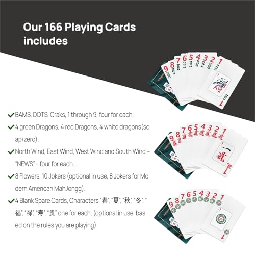 Mahjong Set Card Game, Mahjong Card, Waterproof Gift Poker Game Mahjong Tile Set, 麻将