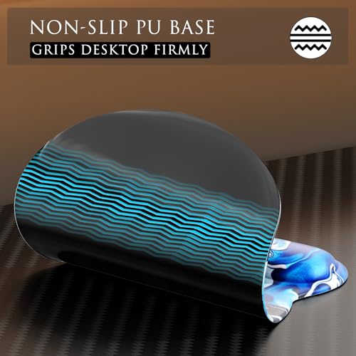 MROCO Ergonomic Mouse Pad with Gel Wrist Rest, 9.4 x 8.1 in, Blue Waves | Ergonomic Shape Design, Multiple Pattern Options, Gel Wrist Comfort, Smooth Lycra Surface, Non-Slip PU Base - color: Blue Waves