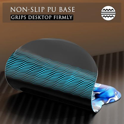 MROCO Ergonomic Mouse Pad with Gel Wrist Rest, 9.4 x 8.1 in, Blue Waves | Ergonomic Shape Design, Multiple Pattern Options, Gel Wrist Comfort, Smooth Lycra Surface, Non-Slip PU Base - color: Blue Waves