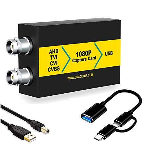 AHD Capture Card with Loopout, 4-in-1 AHD/TVI/CVI/CVBS/AV/RCA to USB 3.0 Video Capture Card, 1080P CVBS Capture Card for Streaming Game Streaming Video Recording for Windows, Linux, OS (AHD Capture) - color: AHD Capture