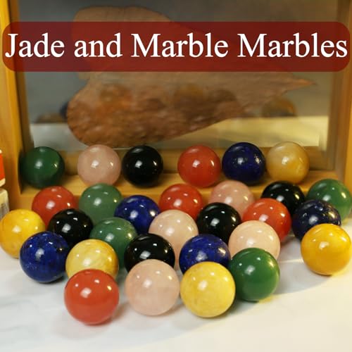 HOROW Wahoo Board Game - 20 Inch Solid Wood Board with 24 Natural Gemstone Marbles & 6 Dice，Double-Sided for 4 and 6 Players - Perfect for Family Game Nights and Parties - color: Log