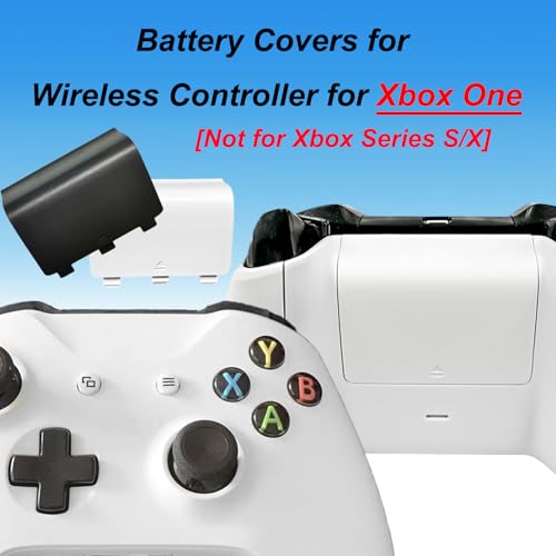 4 Pcs Battery Cover Replacement for Xbox One/One S/One X Controller[NOT for Xbox Series X/S],Battery Back Shell Covers Door Repair Part Compatible with Xbox One Controller(Black&White) - color: 2 Black + 2 White