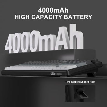 MageGee GK960 Wireless Keyboard, 98 Keys Tri-Mode BT/2.4G/Wired Membrane Gaming Keyboard, RGB Creamy Keyboard with Number Pad, Knob Control, Side Printed Keycaps, 4000mAh Battery - Black & Gray - color: Black & Gray