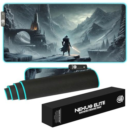 Gaming Mouse Pad - Desk Mat Gaming Mouse Pad, 90x40 Medium Extra Large Extended Big Long Huge XL XXL and XXXL RGB LED Light Mousepad for a Computer, PC Mats Mousepads Frostblade Warrior - color: Frostblade Warrior