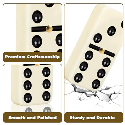 Double 6 Dominos Set for Adults, Durable 28 Tiles Dominos with 4 Wooden Racks and Carrying Case,Classic Board Games,Portable Travel Game