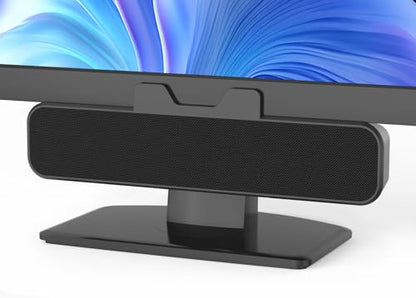 Inwa Computer Speakers for Desktop PC, USB Monitor Speakers with Clip, Wired Computer Sound Bar for Laptop with Loud Sound & Bass, Easily Clamps to Monitors (USB-C to USBAdapter Included)