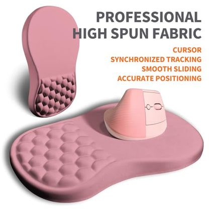 Ergonomic Joint Wrist Support Mouse Pad with Memory Foam Cushion Massage Bump, Carpal Tunnel Pain Relief Mousepad Slope Design for Wrist Rest, 11.8x7.9 in, RosyBrown - color: RosyBrown