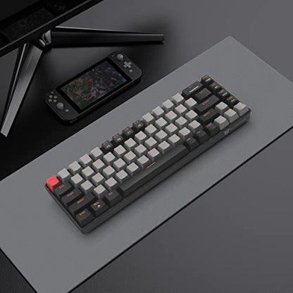 Qisan Mechanical Gaming Keyboard, Dual Mode 2.4G/BT Wireless, 60% Layout, US Layout, Blue Switch, 68 Keys, Computer Keyboard, Gaming Pc, Wireless Gaming Keyboard - color: Blue Switch Black & Grey Combo Color