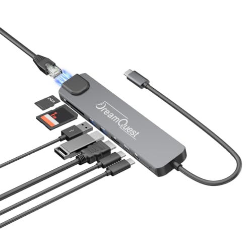 DreamQuest USB C Hub 8-in-1 with 4K@60Hz HDMI, max 100W PD, USB 3.0/2.0, SD/TF Card Reader,100Mbps LAN Port– Compatible with Desktops, Laptops, Xbox, Flash Drives, Consoles, Printers