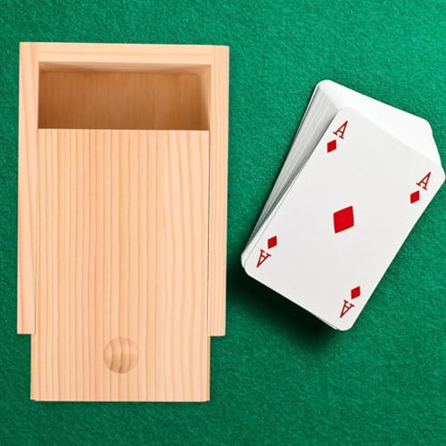 Lurrose Wooden Card Storage Box Trading Card Box Holder Poker Card Collection Box Organizer for Playing Gaming Cards Storage and Collection